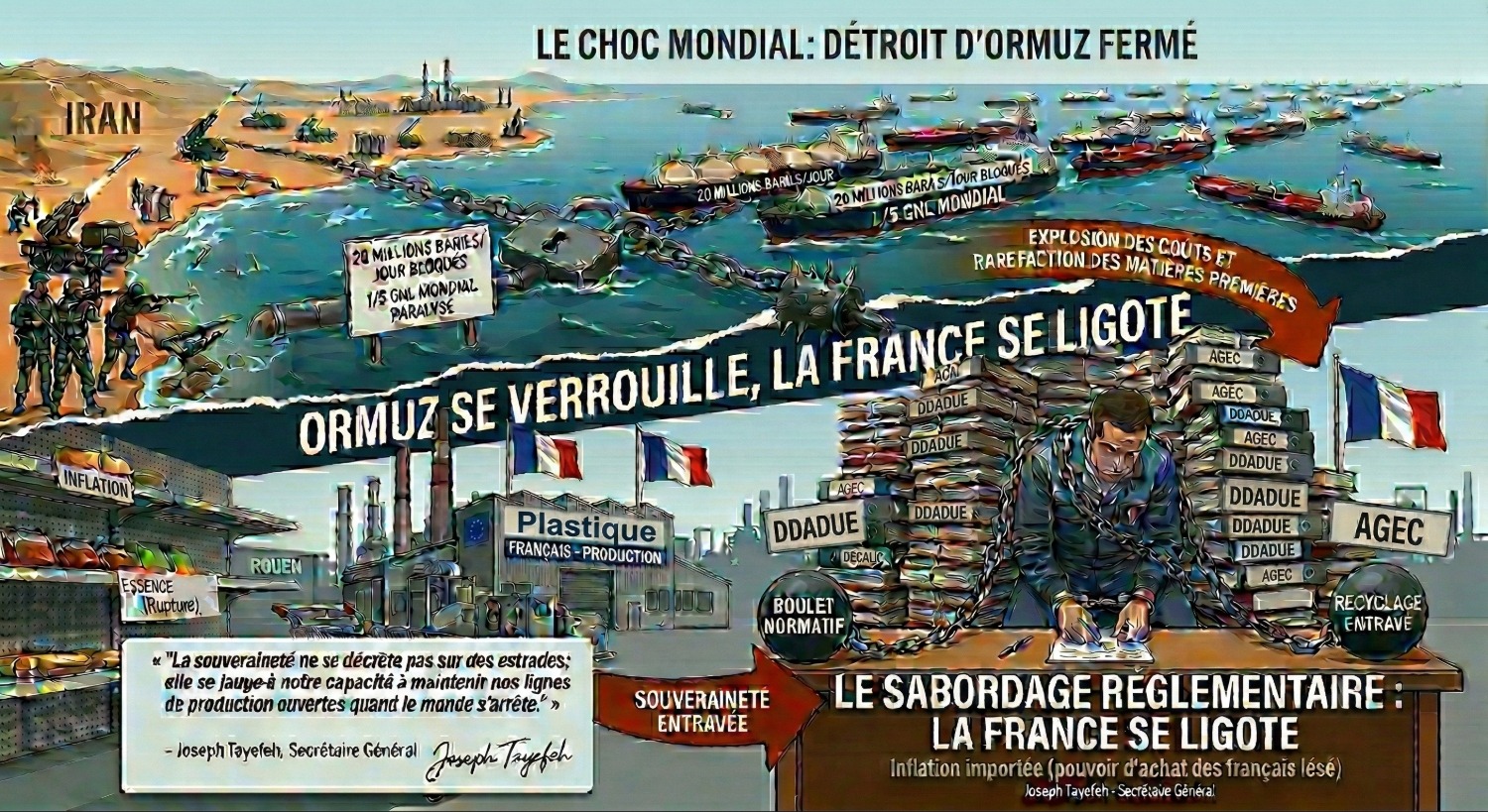 Le détroit d’Ormuz se verrouille : face au choc mondial, la France doit stopper son propre sabordage industriel