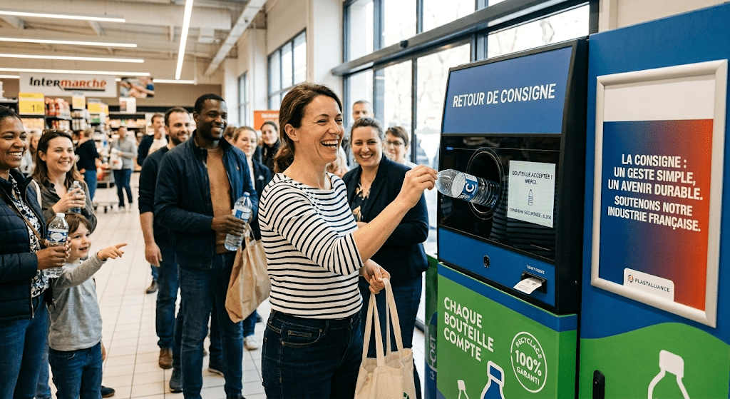 Consigne pour recyclage des bouteilles en plastique